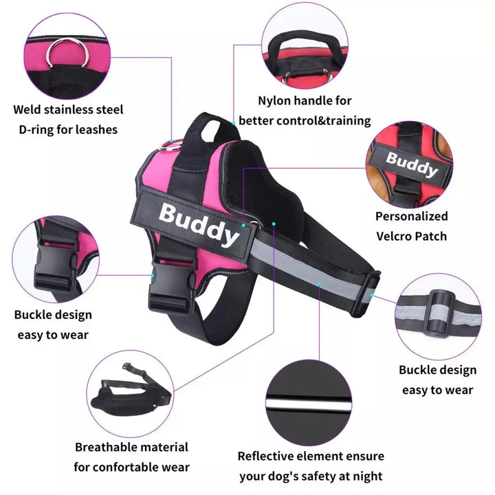 Personalized Dog Harness Reflective Breathable Pet Leash