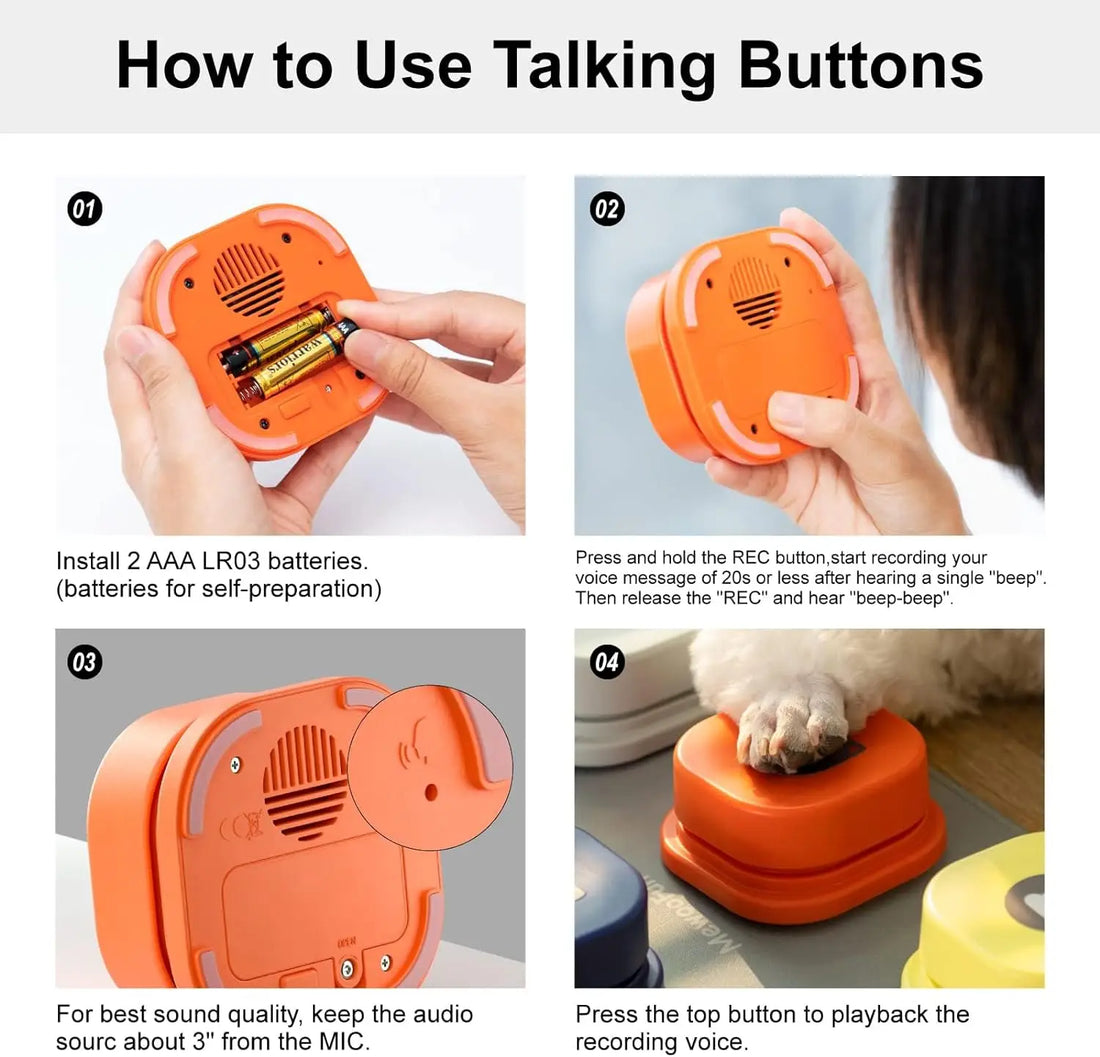 Mewoofun Dog Buttons with Rubber Mat Recordable Dog