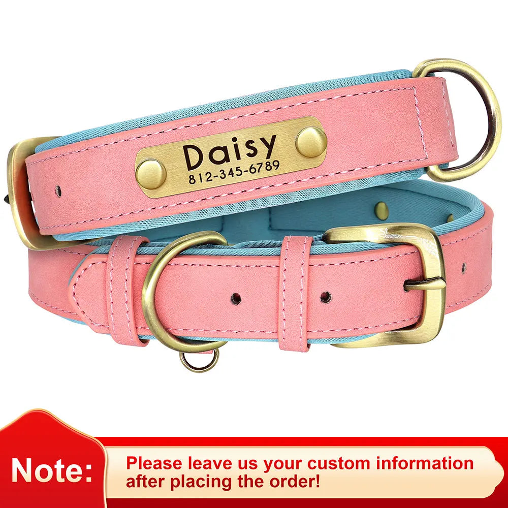 Customized PU Leather Nameplate Collar Dog Leash