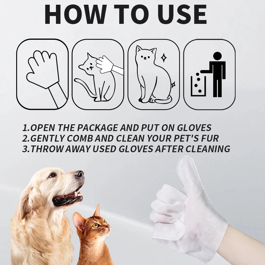 Cleaning Wipes Gloves for Dog and Cat Pet Bathing Wipes