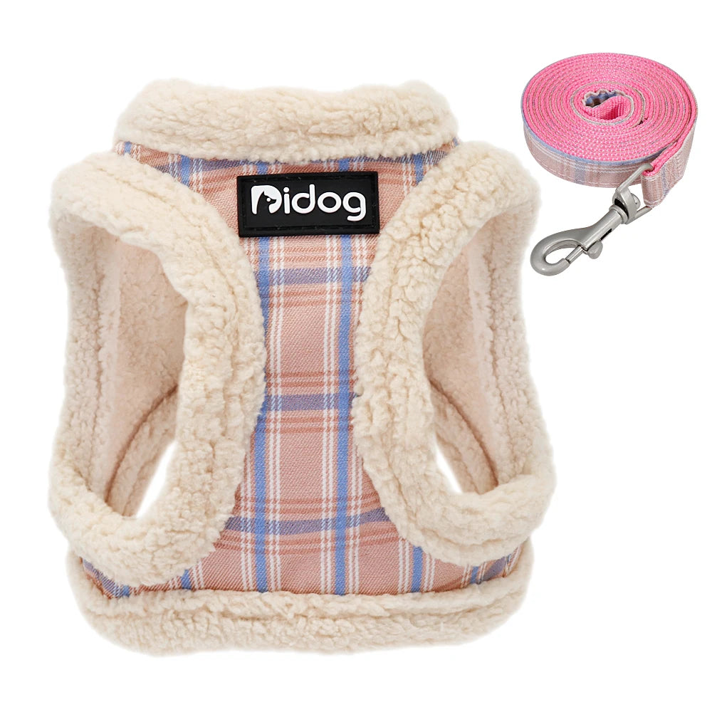 Winter Warm Dog Harness Vest Soft Leash Pet Collar