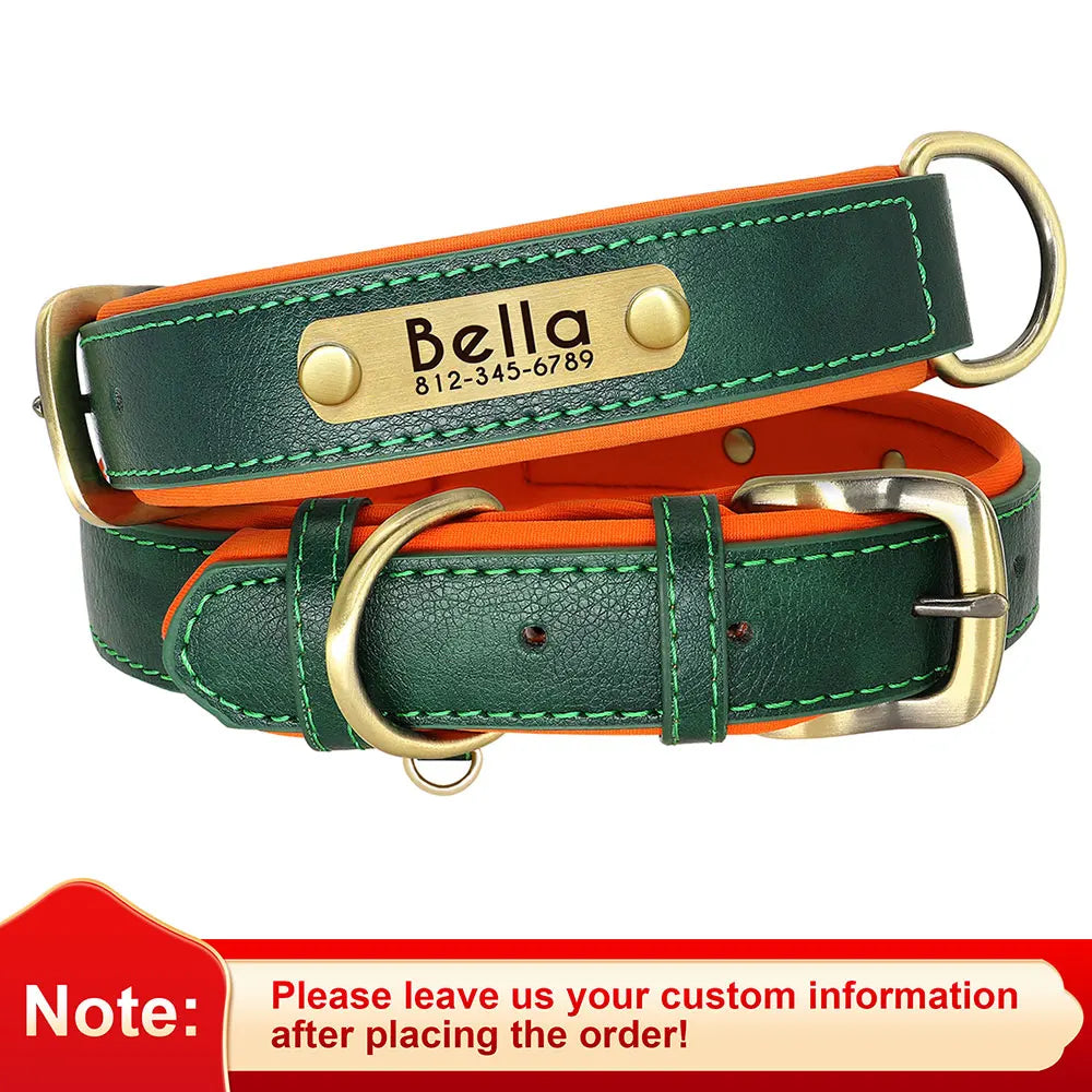 Customized PU Leather Nameplate Collar Dog Leash