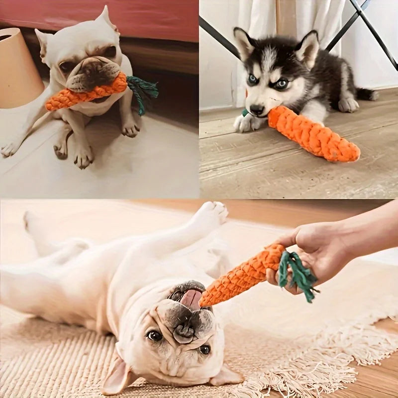 Carrot-Shaped Dog Chew Toys Durable Polyester Fetch Toys