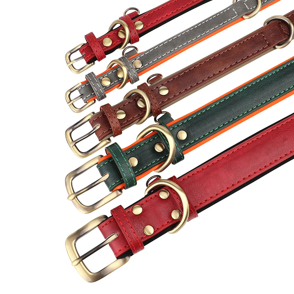 Dog Collar Custom Engraved PU Leather Dog Leash