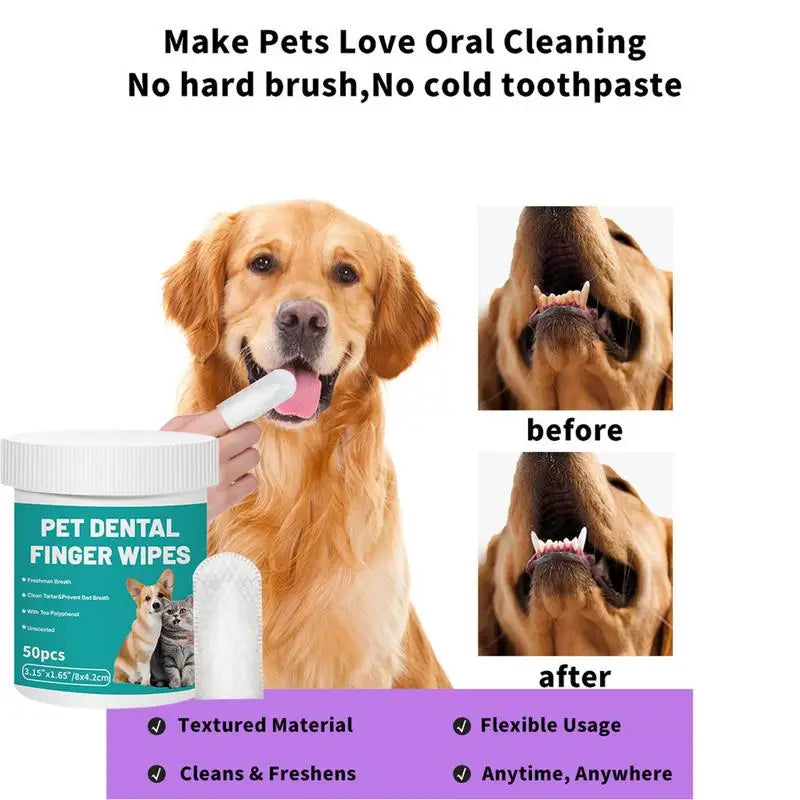 Pet Teeth Cleaning Finger Wipes Pet Dog Teeth Dental Care