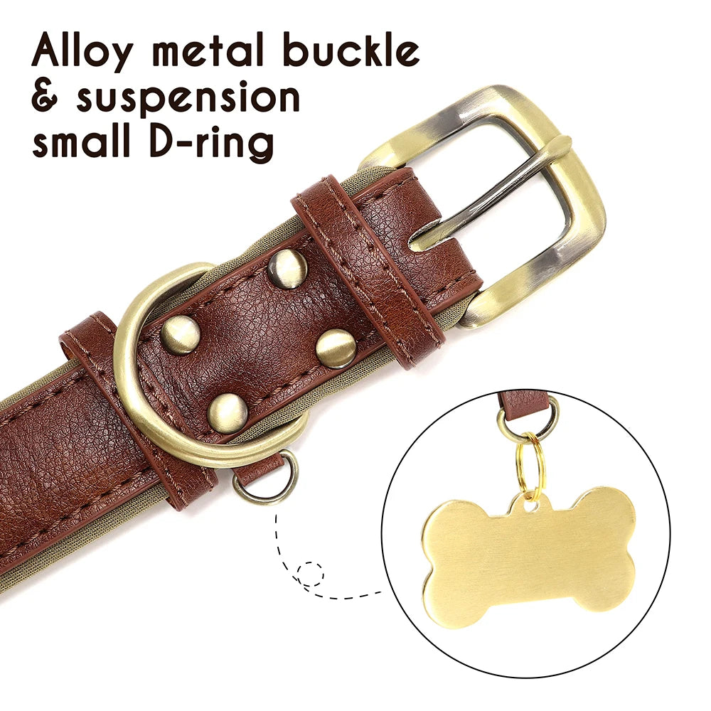 Customized PU Leather Nameplate Collar Dog Leash