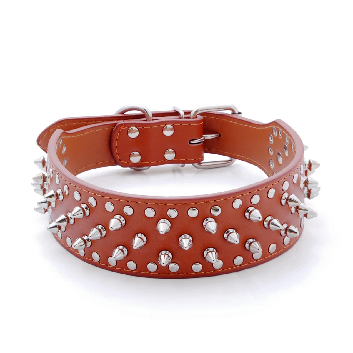 2inch Wide Skull Spiked Studded Leather Large Dog Collars