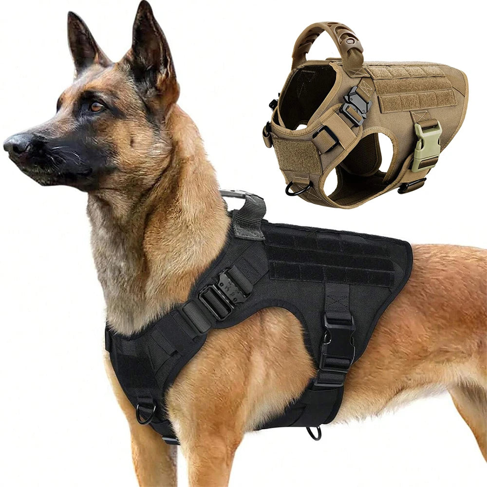 Military Large Dog Harness Pet Leash Collar