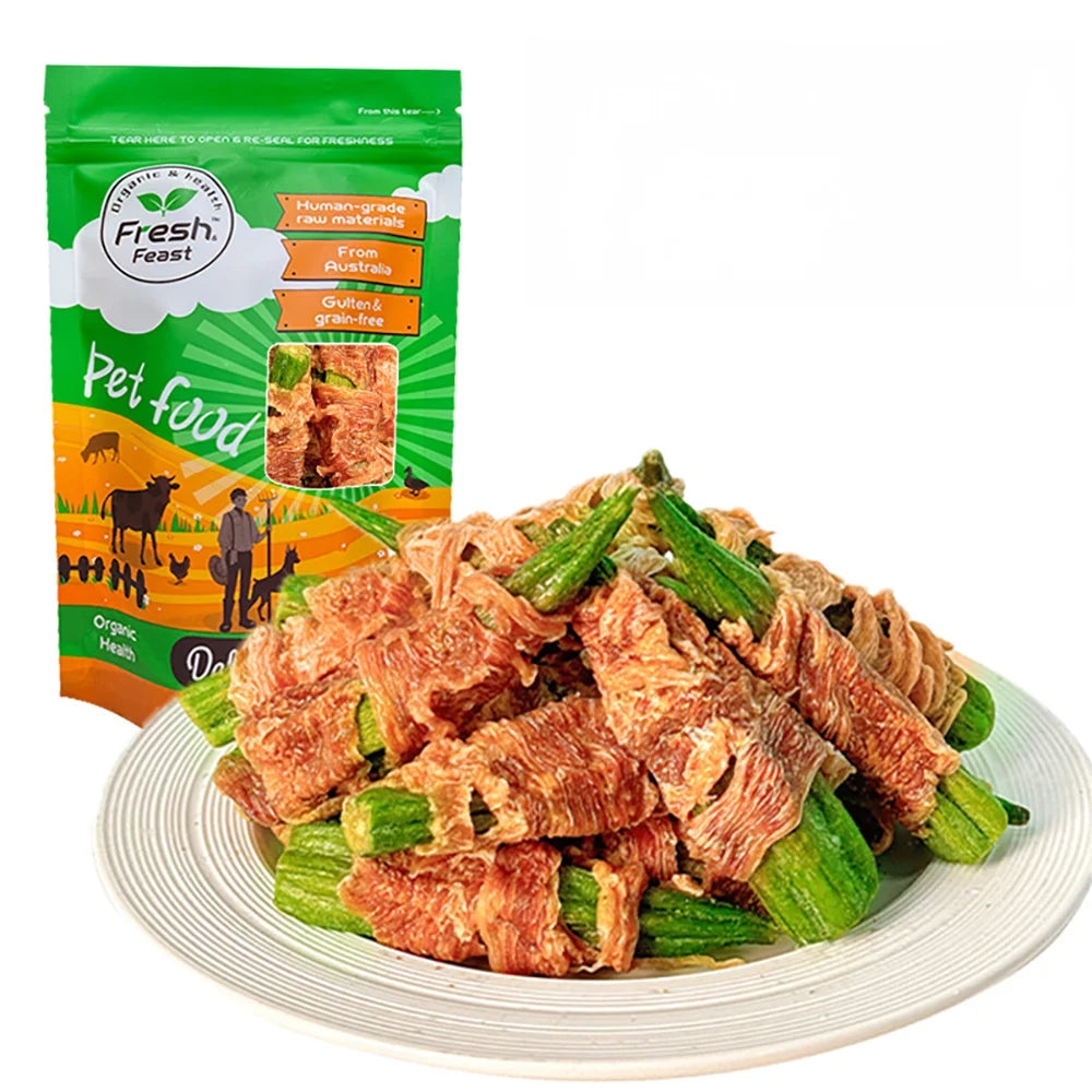 Wrapped Okra All Natural Ingredients Natural Dog Treats