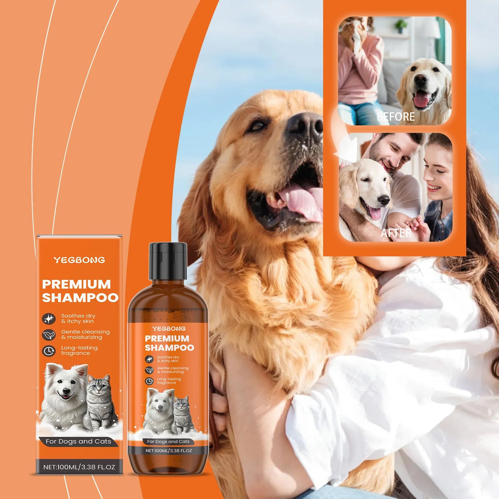 Natural Pet Shampoo for Dogs & Cats Coconut Oil