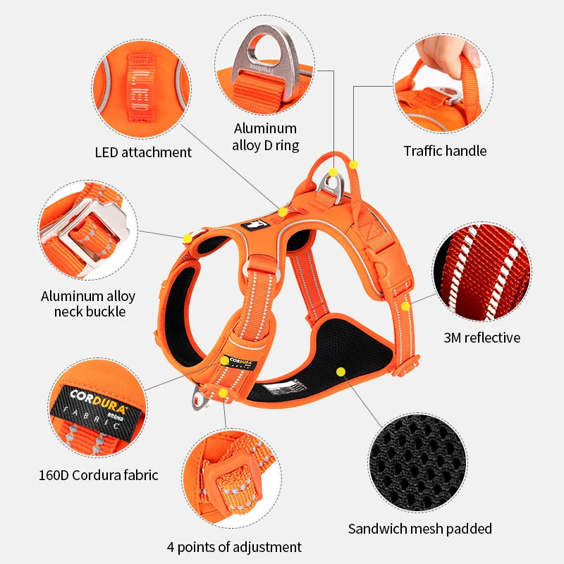 Pet Harness No Pull Nylon Reflective Dog Leash Pet Collar