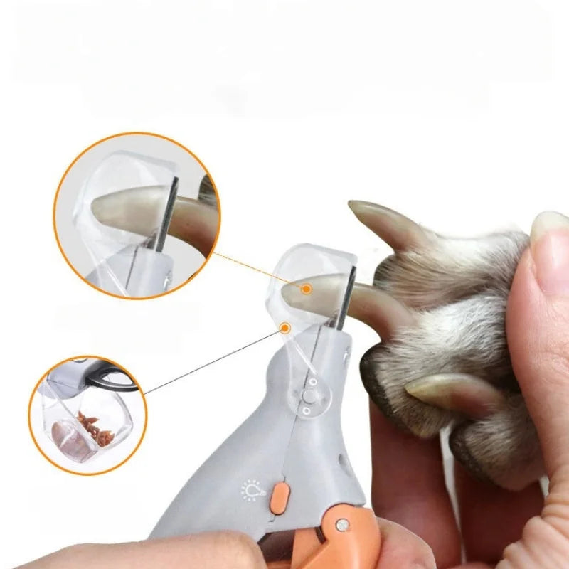 Pet cat and dog nail clippers with LED light cleaning supplies