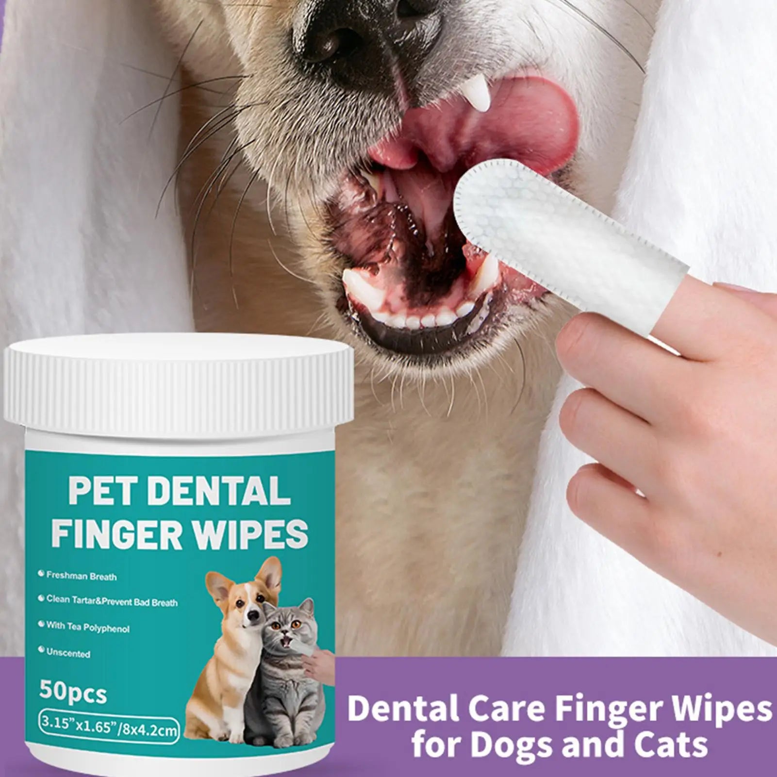 Teeth Cleaning Wipes Dental Finger Wipes Dog Dental Care