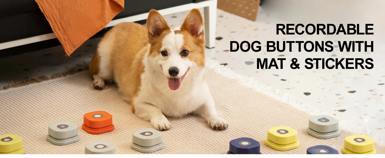 Mewoofun Dog Buttons with Rubber Mat Recordable Dog