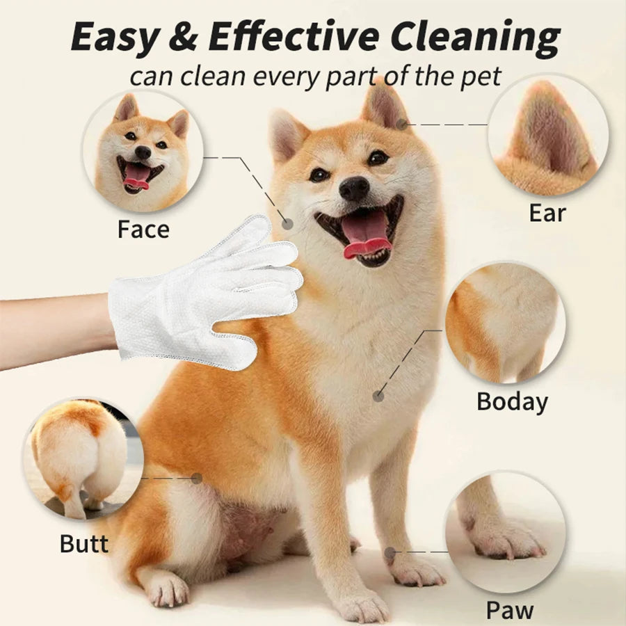 Cleaning Wipes Gloves for Dog and Cat Pet Bathing Wipes