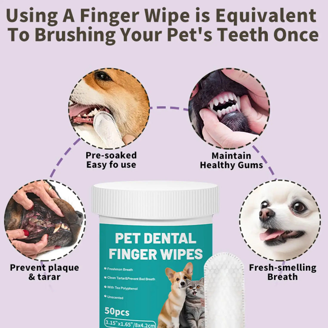 Teeth Cleaning Wipes Dental Finger Wipes Dog Dental Care