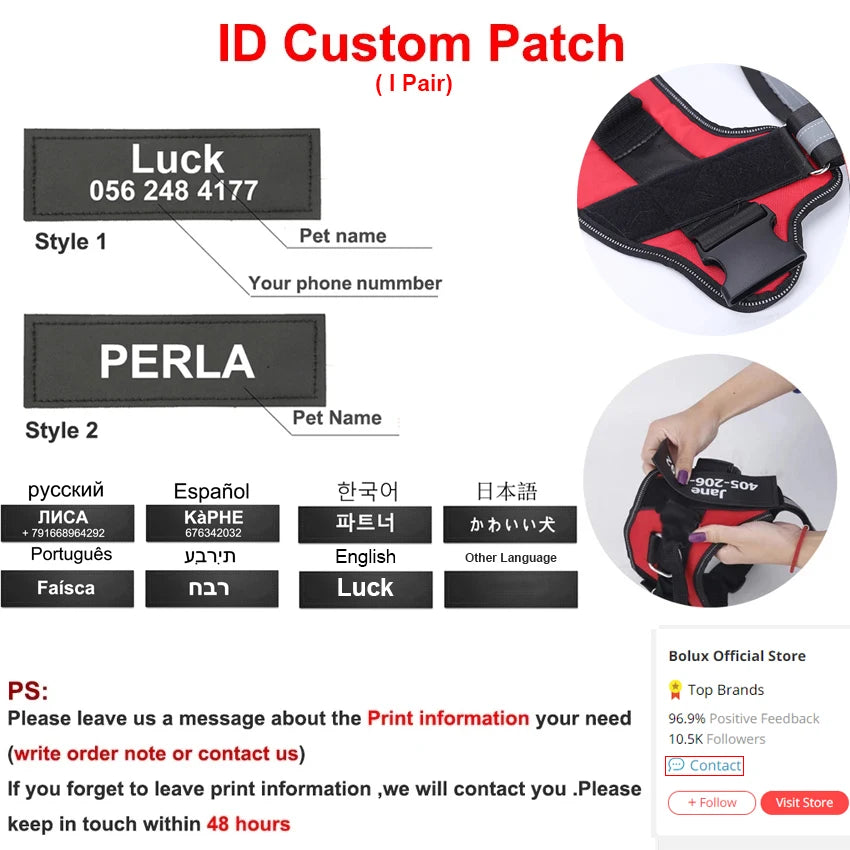 Personalized Dog Harness Reflective Breathable Pet Leash