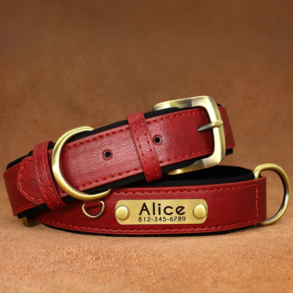 Customized PU Leather Nameplate Collar Dog Leash