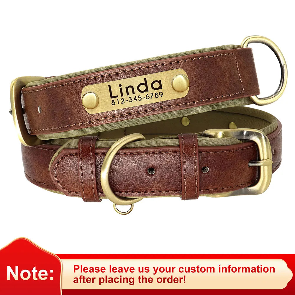 Customized PU Leather Nameplate Collar Dog Leash