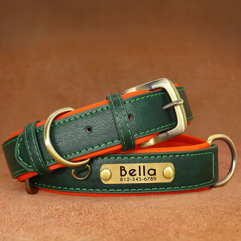 Customized PU Leather Nameplate Collar Dog Leash