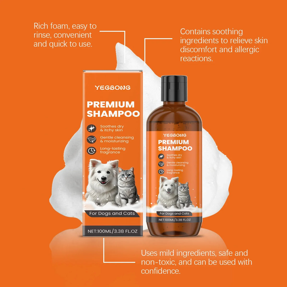 Natural Pet Shampoo for Dogs & Cats Coconut Oil