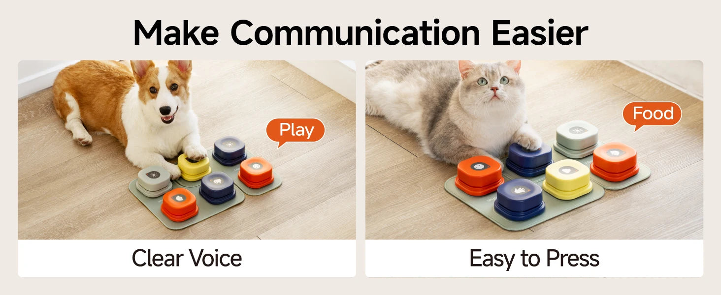 Mewoofun Dog Buttons with Rubber Mat Recordable Dog