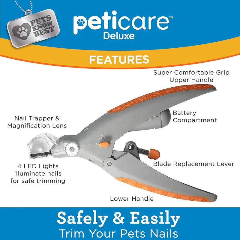 Pet cat and dog nail clippers with LED light cleaning supplies