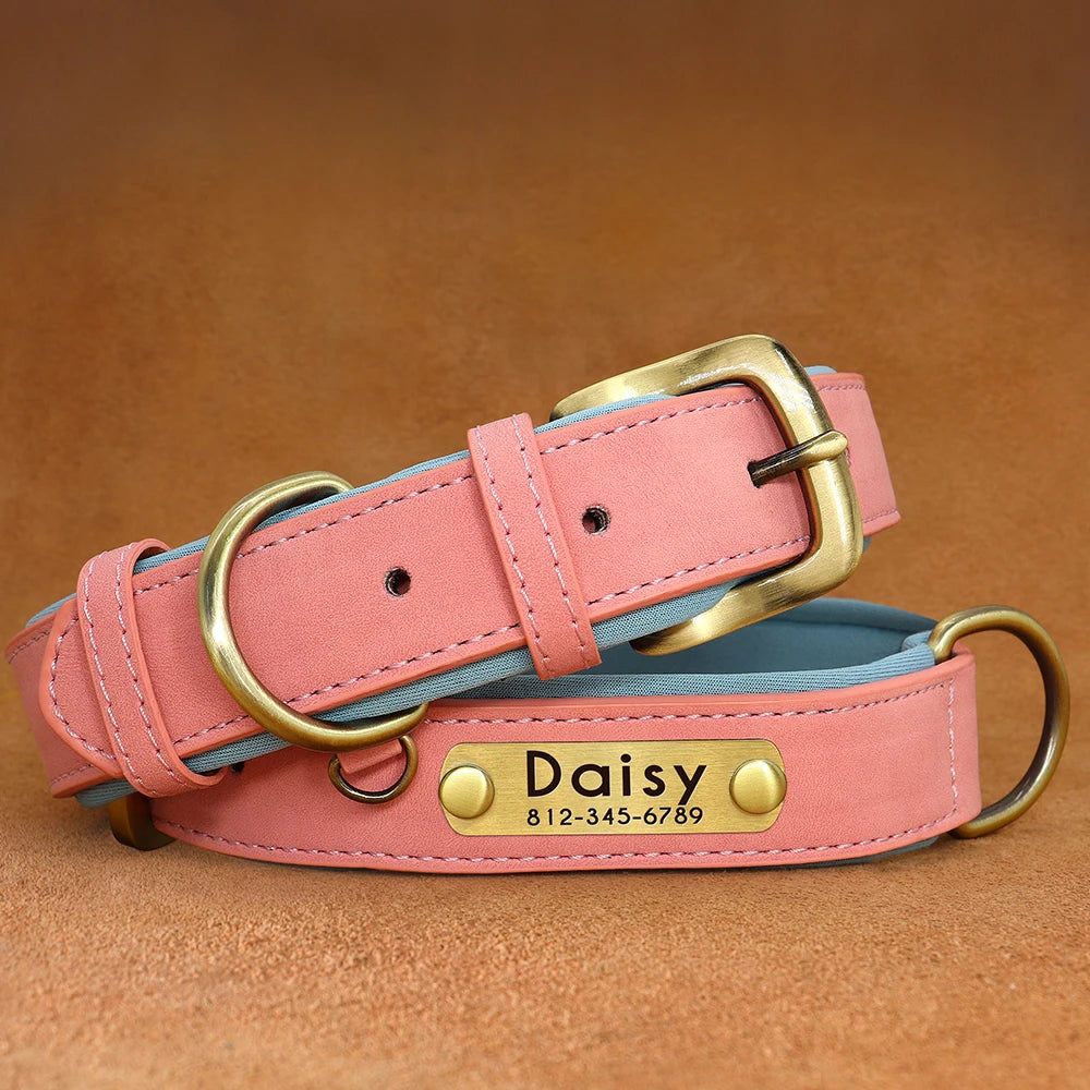 Customized PU Leather Nameplate Collar Dog Leash