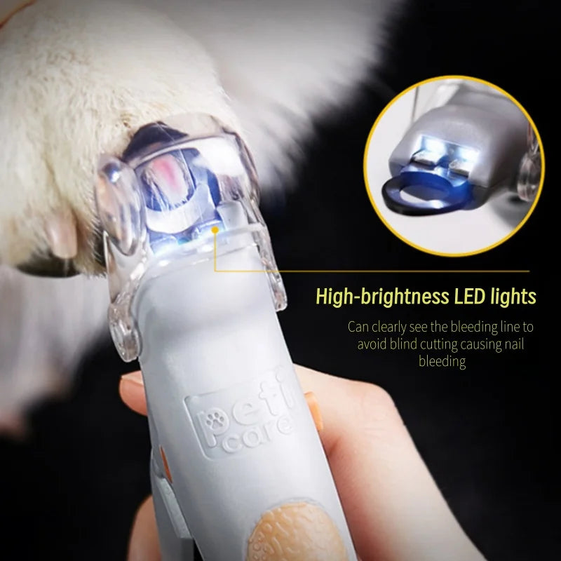 Pet cat and dog nail clippers with LED light cleaning supplies