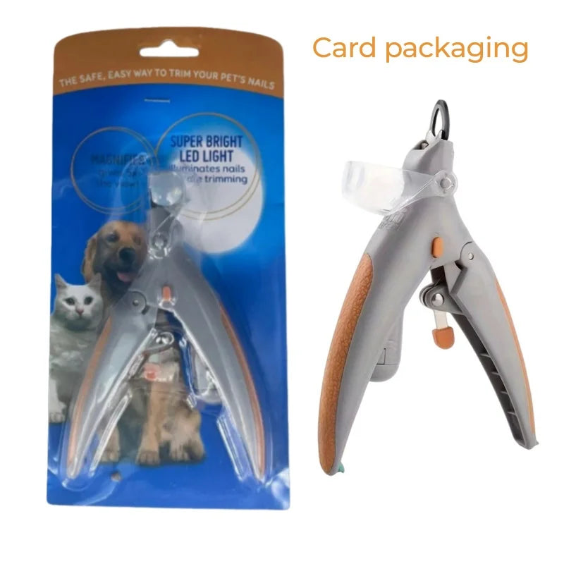 Pet cat and dog nail clippers with LED light cleaning supplies