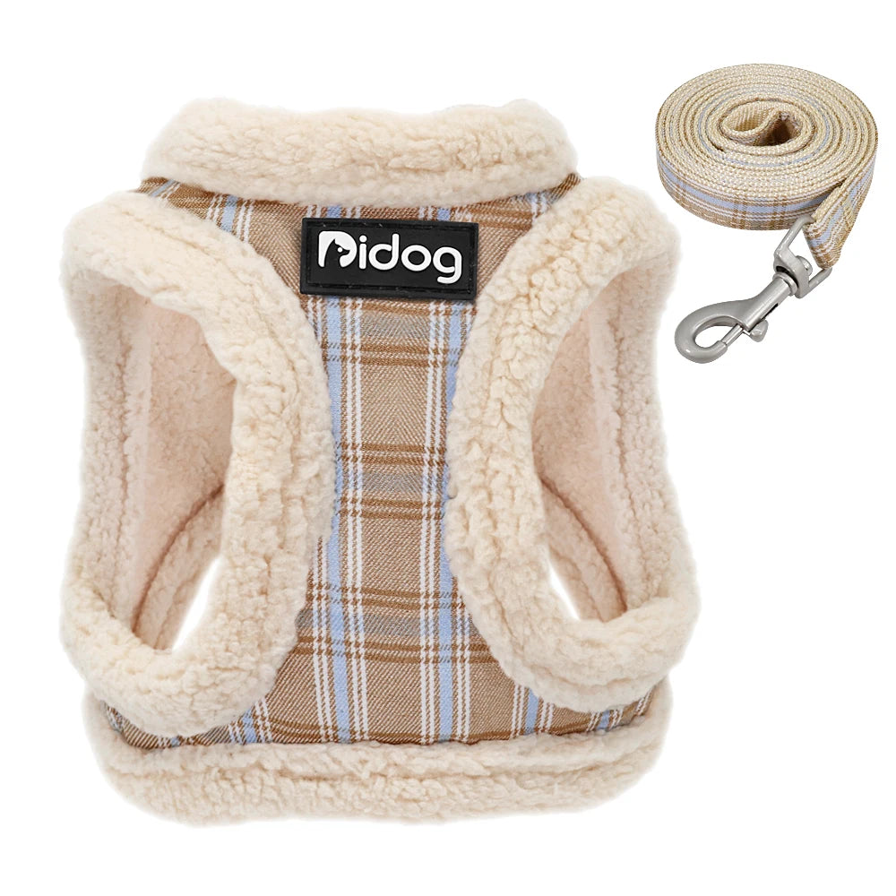 Winter Warm Dog Harness Vest Soft Leash Pet Collar