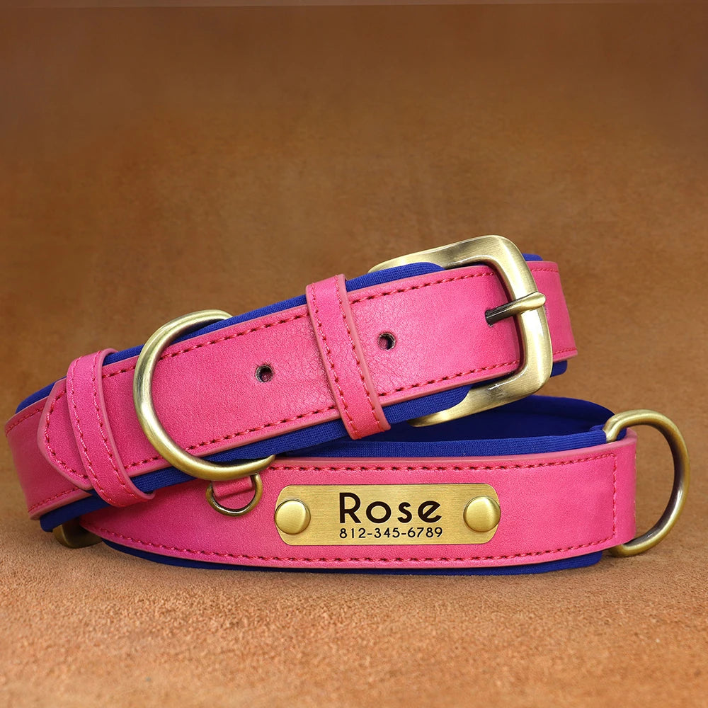 Customized PU Leather Nameplate Collar Dog Leash