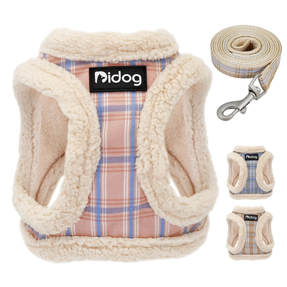 Winter Warm Dog Harness Vest Soft Leash Pet Collar