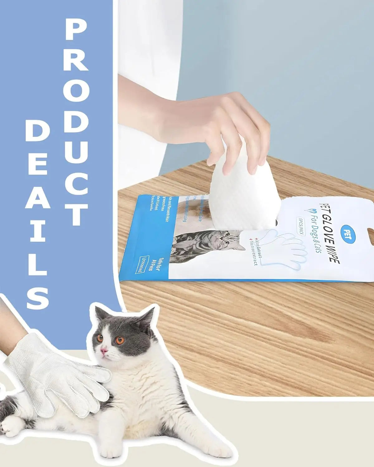 Cleaning Wipes Gloves for Dog and Cat Pet Bathing Wipes