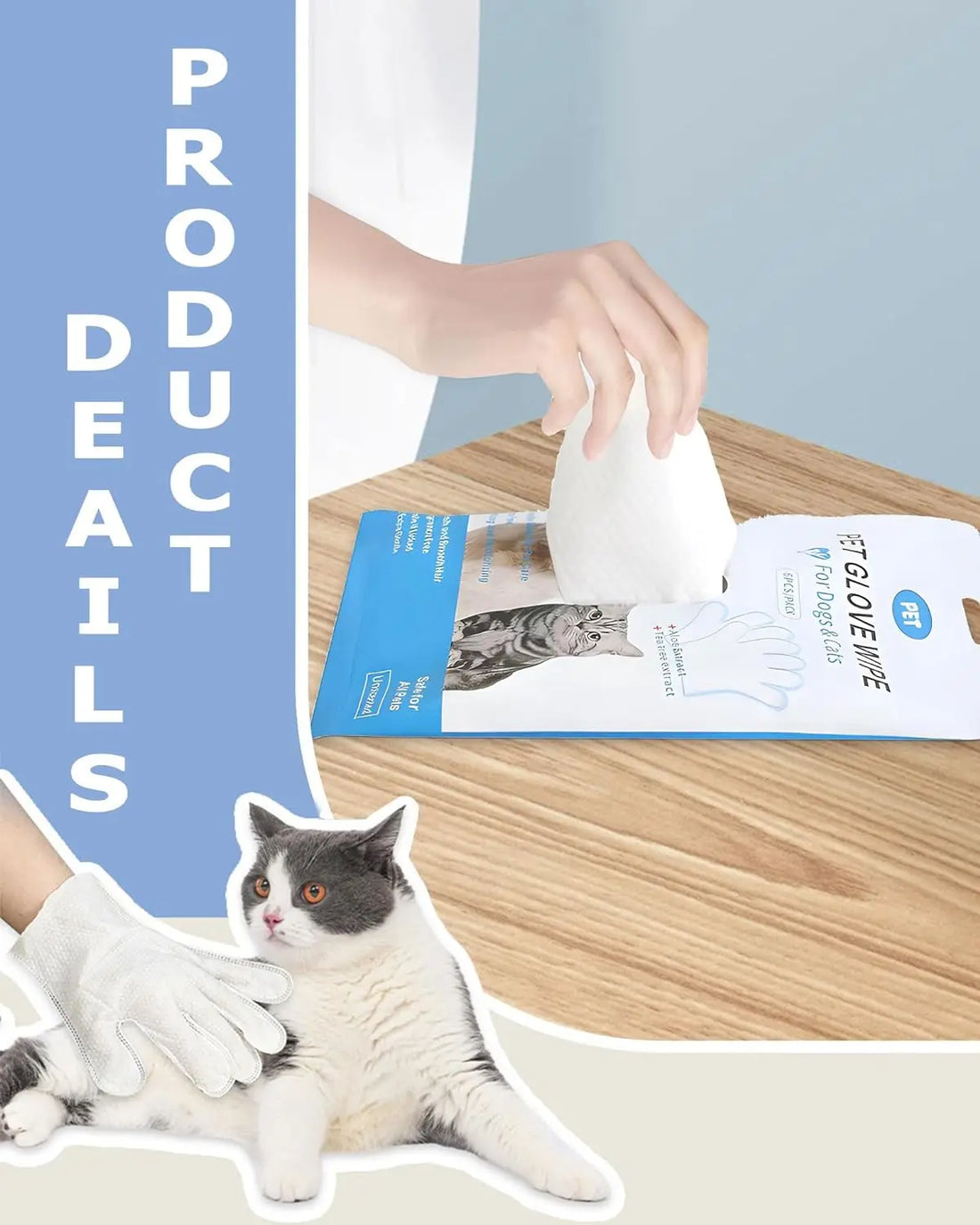 Cleaning Wipes Gloves for Dog and Cat Pet Bathing Wipes