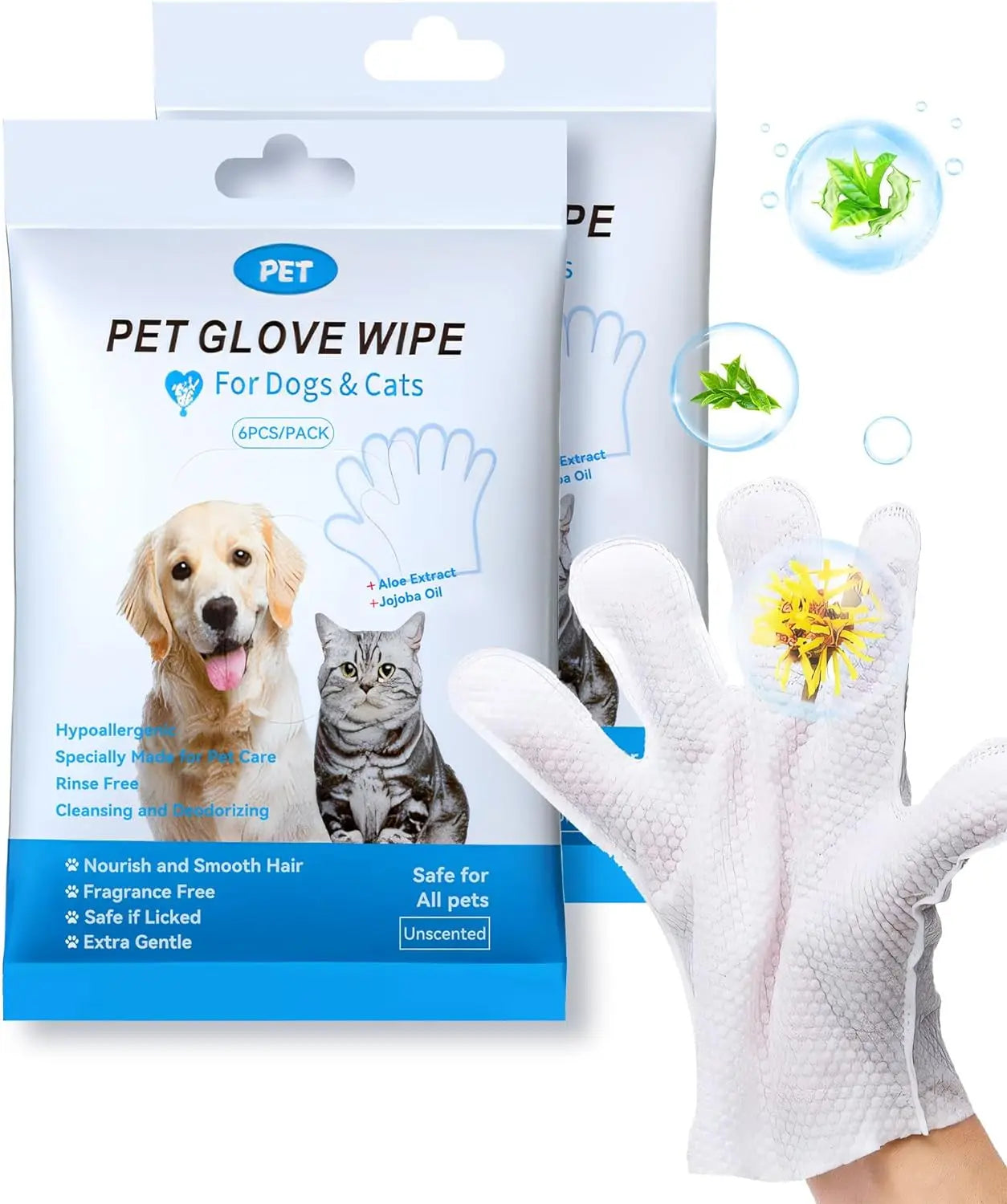 Cleaning Wipes Gloves for Dog and Cat Pet Bathing Wipes