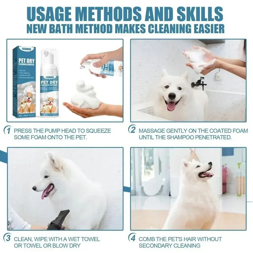 Yegbong Pet Dry Shampoo No Rinse Waterless Wash