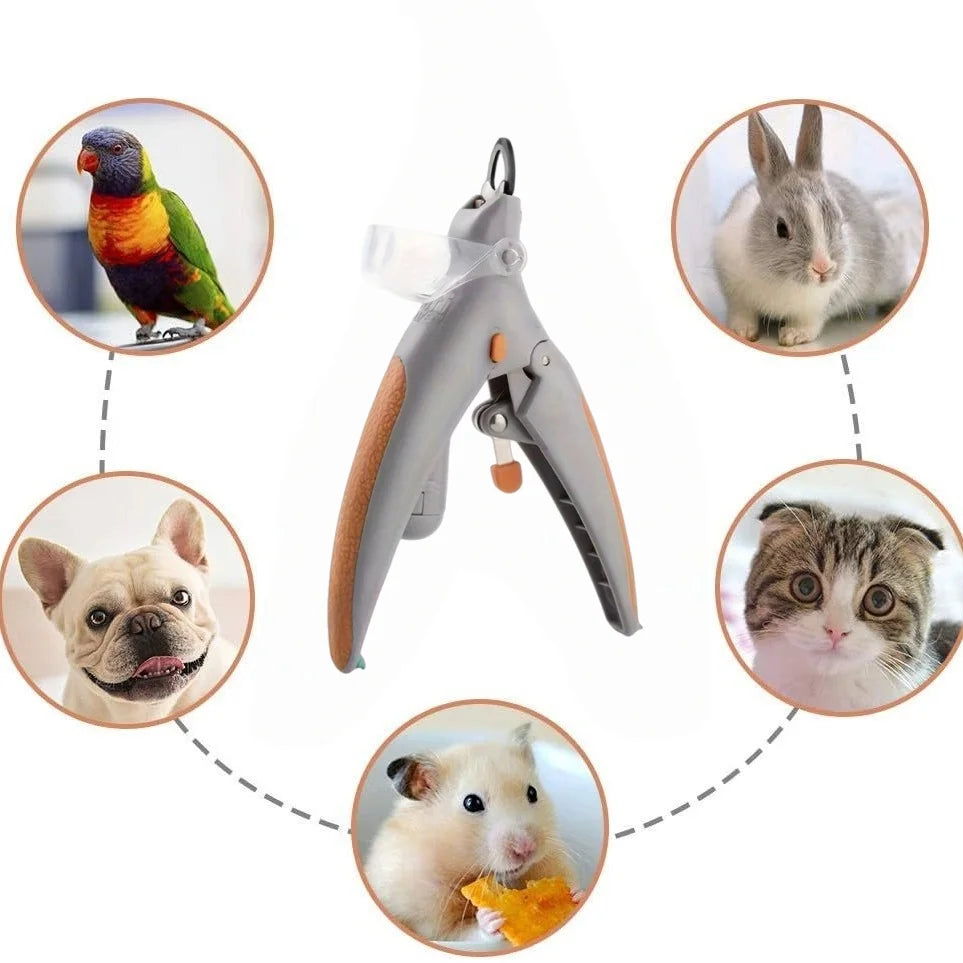 Pet cat and dog nail clippers with LED light cleaning supplies