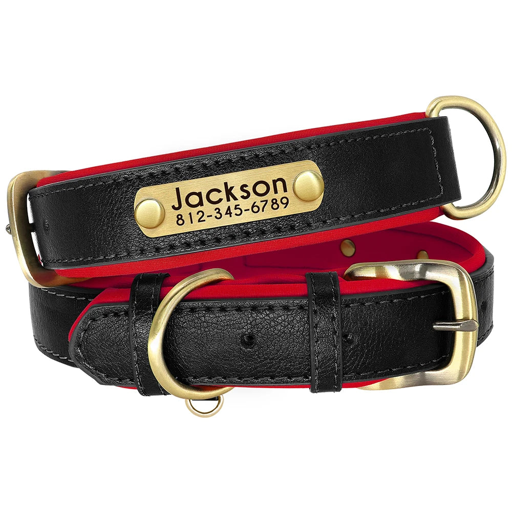 Customized PU Leather Nameplate Collar Dog Leash