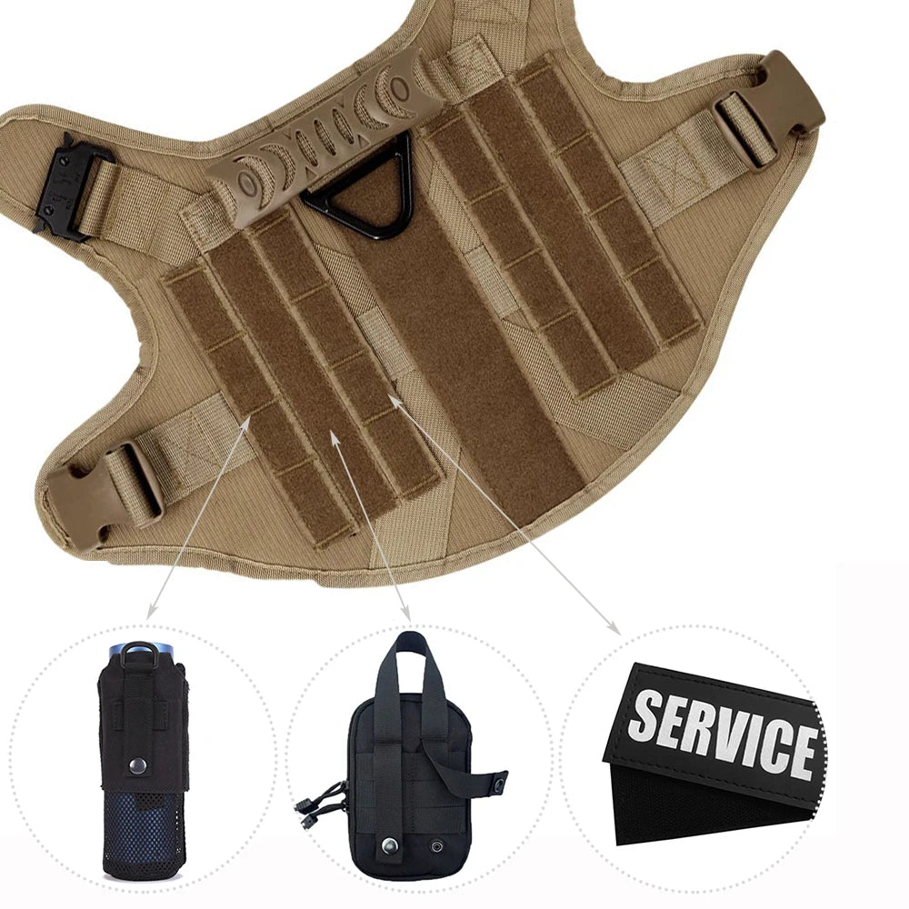 Military Large Dog Harness Pet Leash Collar