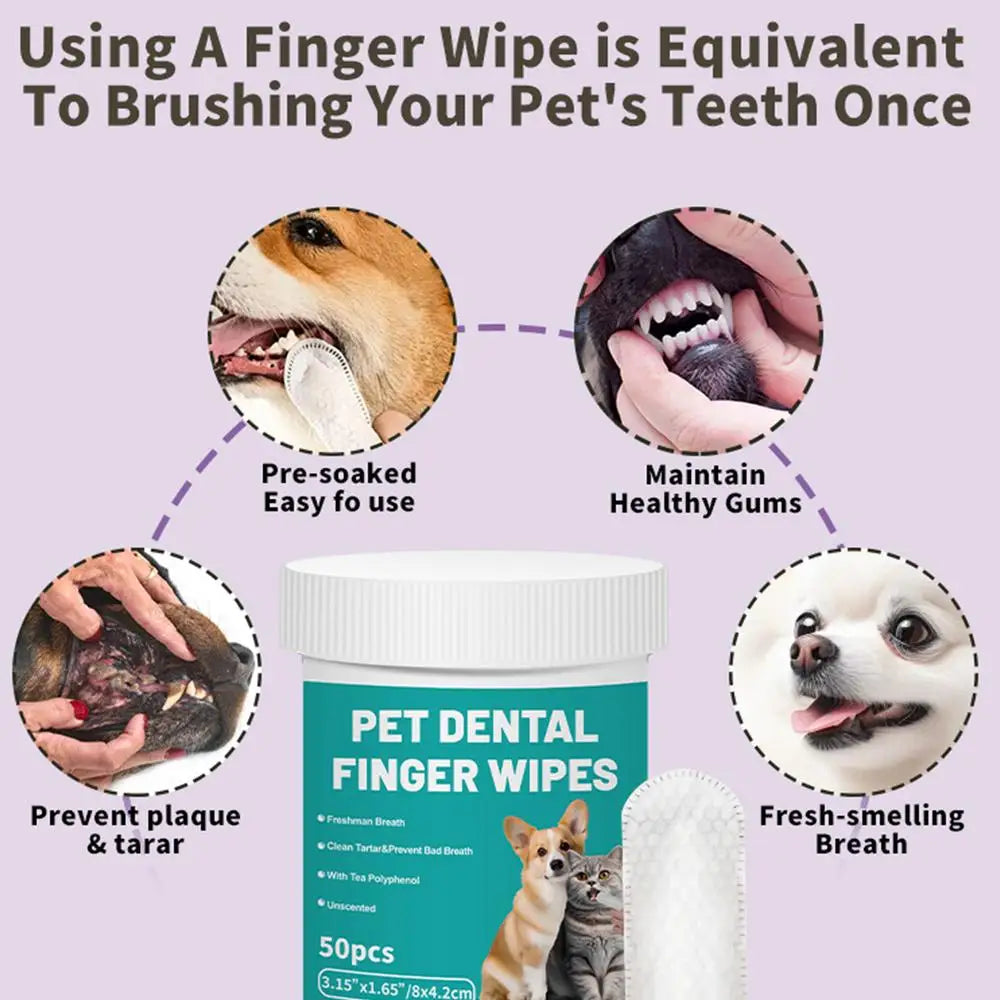 Pet Teeth Cleaning Finger Wipes Pet Dog Teeth Dental Care