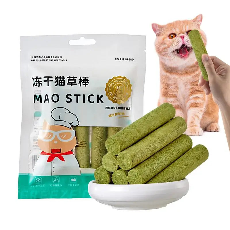 Cat Grass Teething Stick  Freeze dried Cat Dog Snacks
