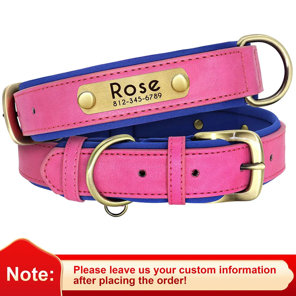 Customized PU Leather Nameplate Collar Dog Leash