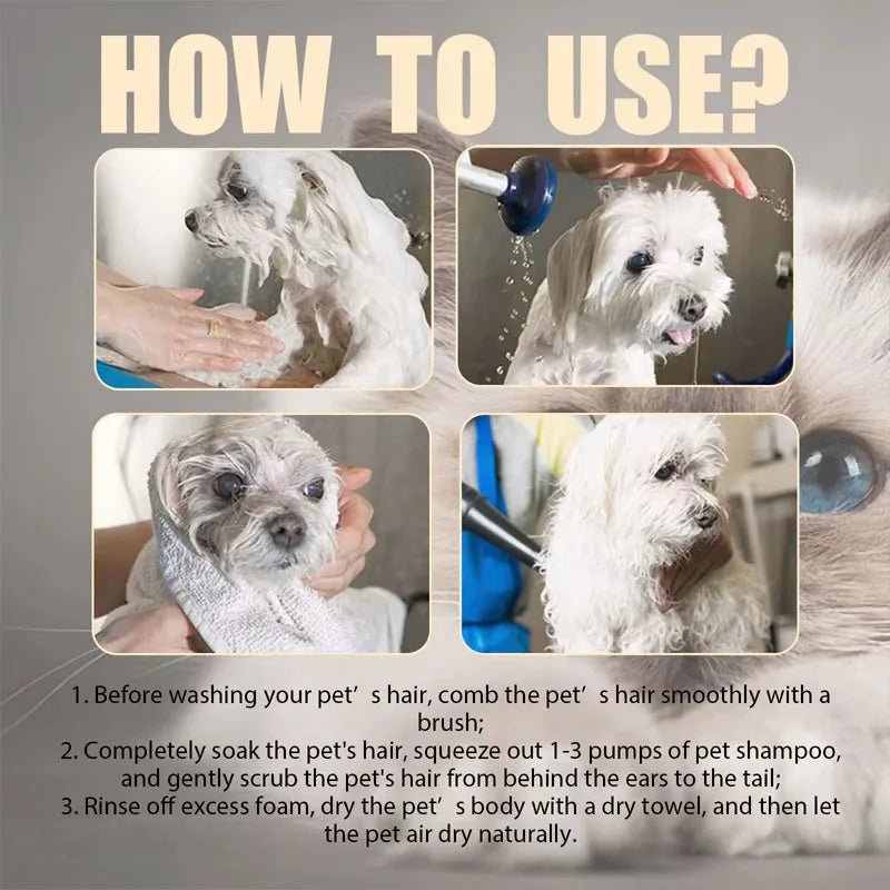 Pet shampoo is gentle and clean Pet dog hair shampoo