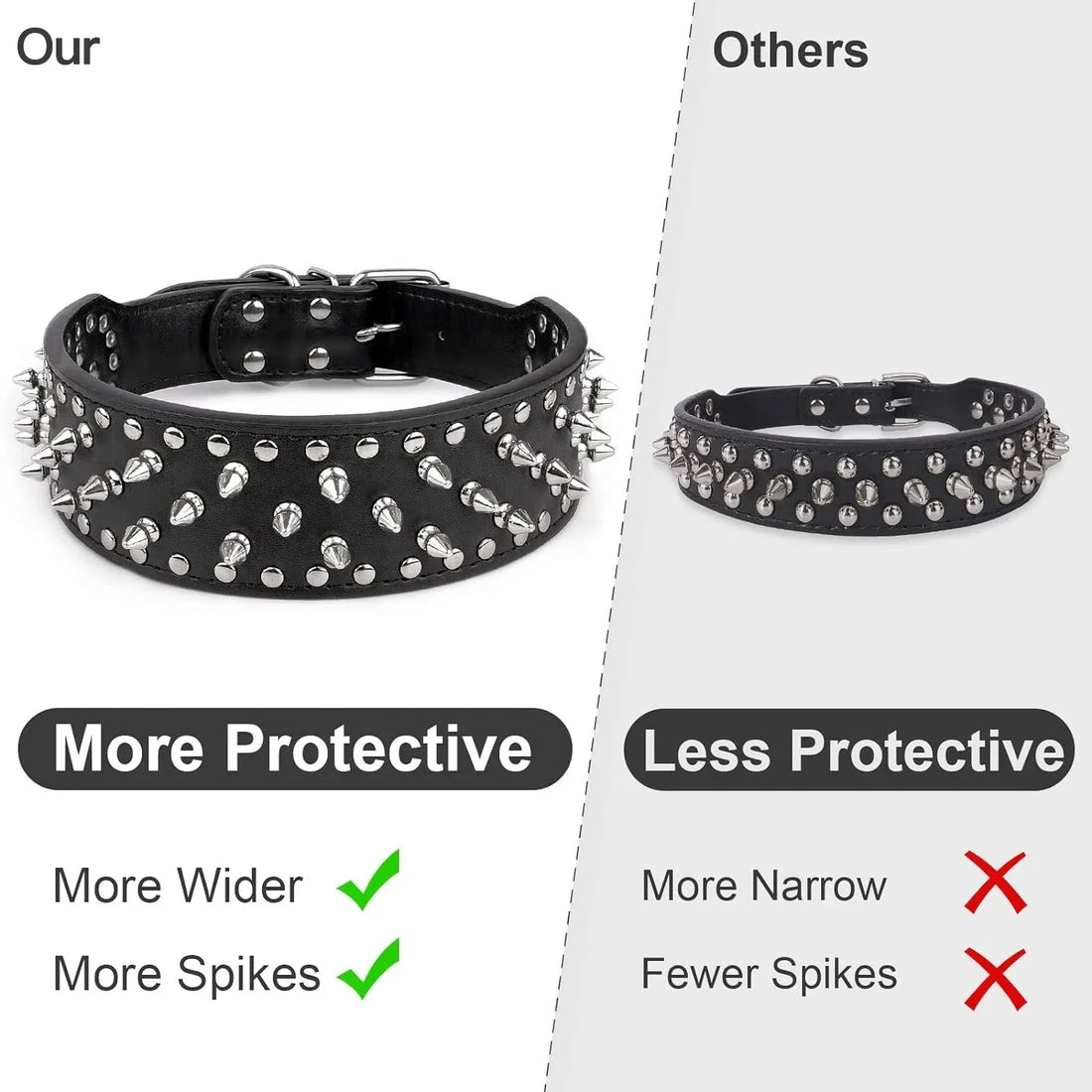 2inch Wide Skull Spiked Studded Leather Large Dog Collars