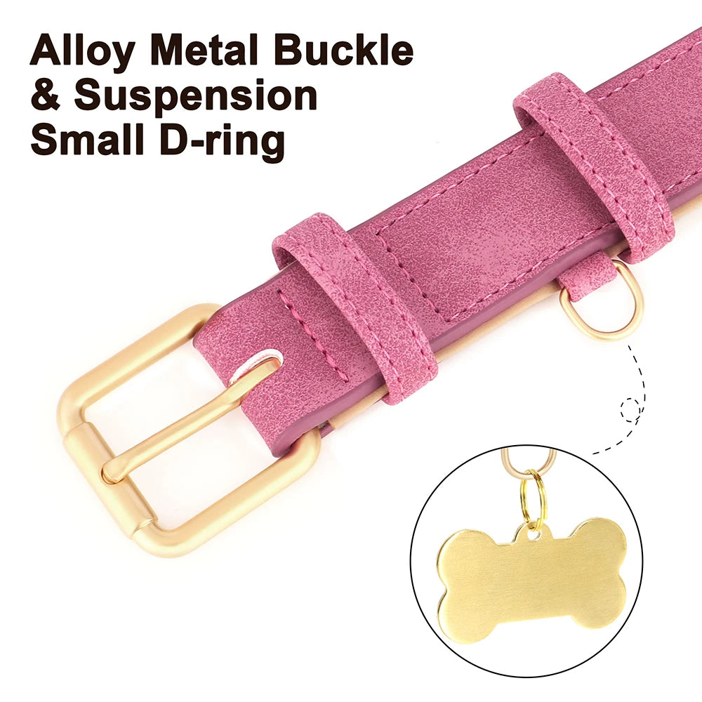 Dog Collar Custom Engraved PU Leather Dog Leash