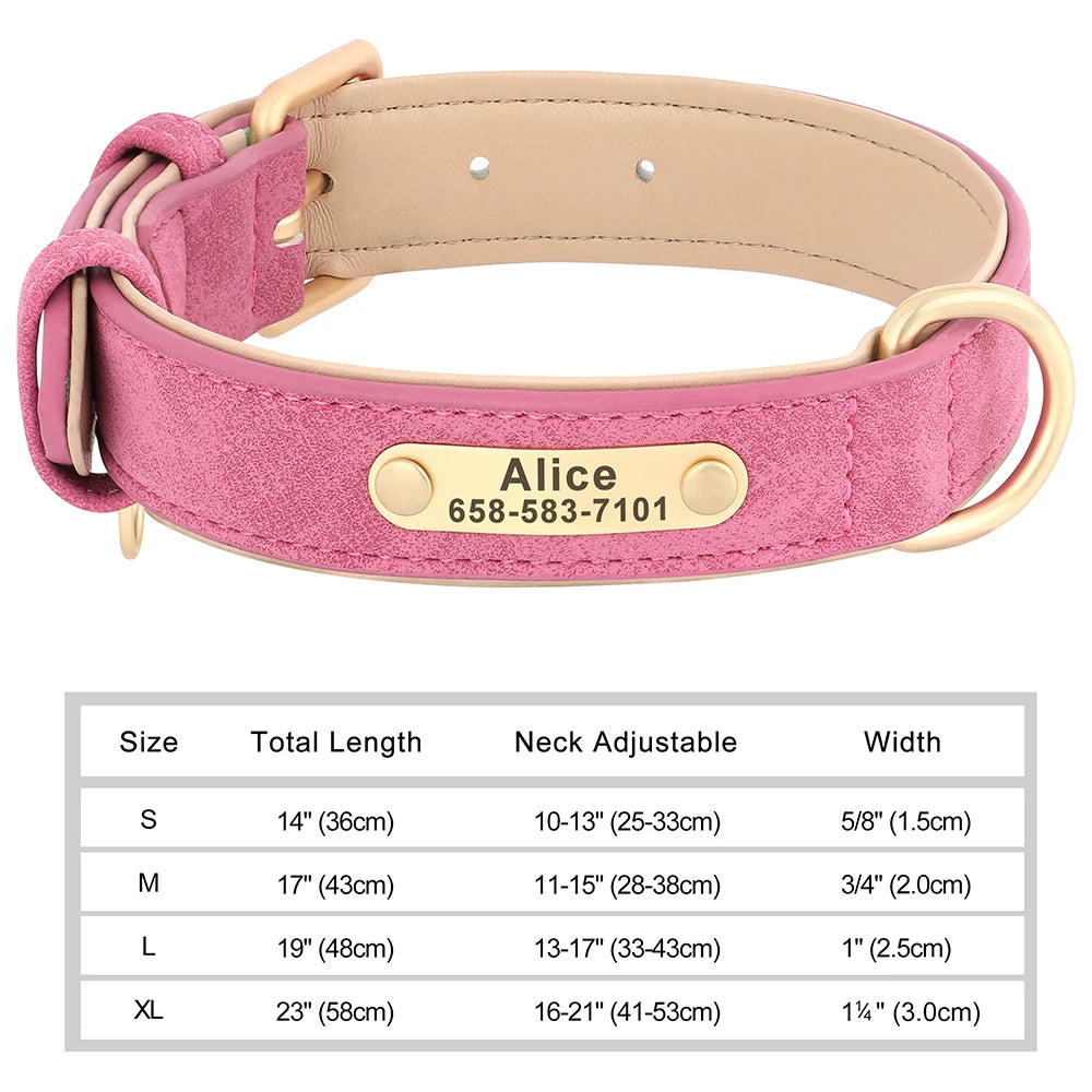 Dog Collar Custom Engraved PU Leather Dog Leash