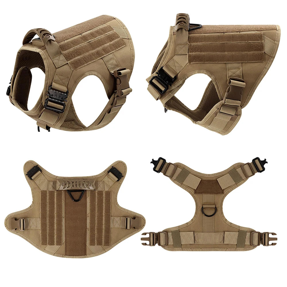 Military Large Dog Harness Pet Leash Collar