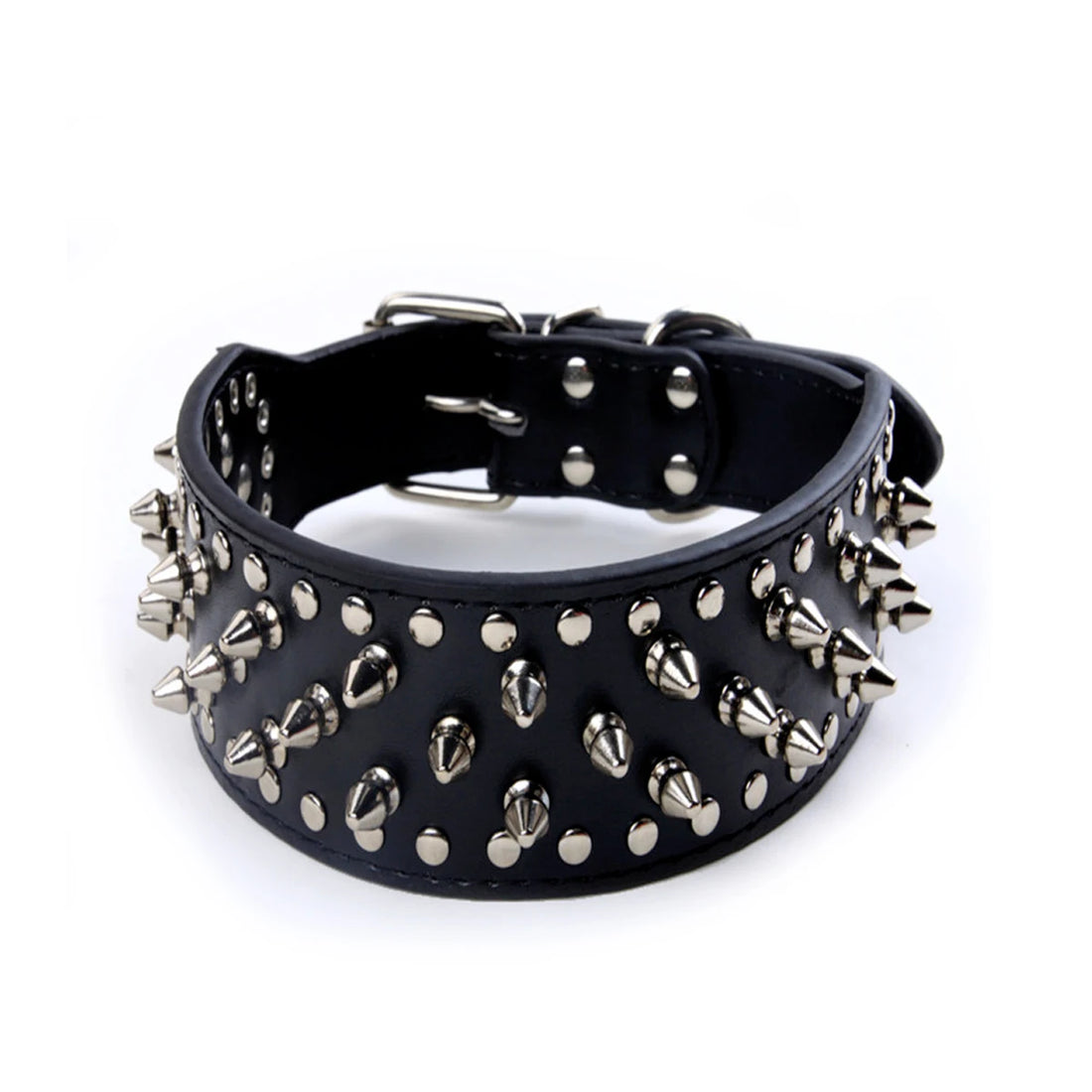 2inch Wide Skull Spiked Studded Leather Large Dog Collars