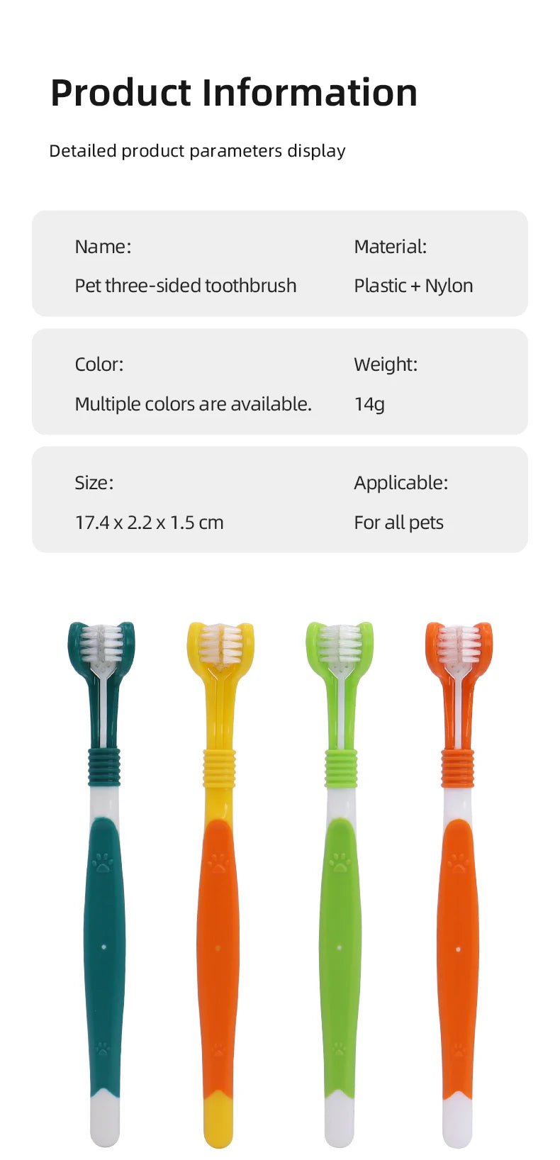 Pet Toothbrush Dog Plastic Toothbrush Removing Dental Care